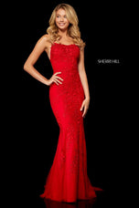 Sherri Hill Long Open Back Lace Dress 52338