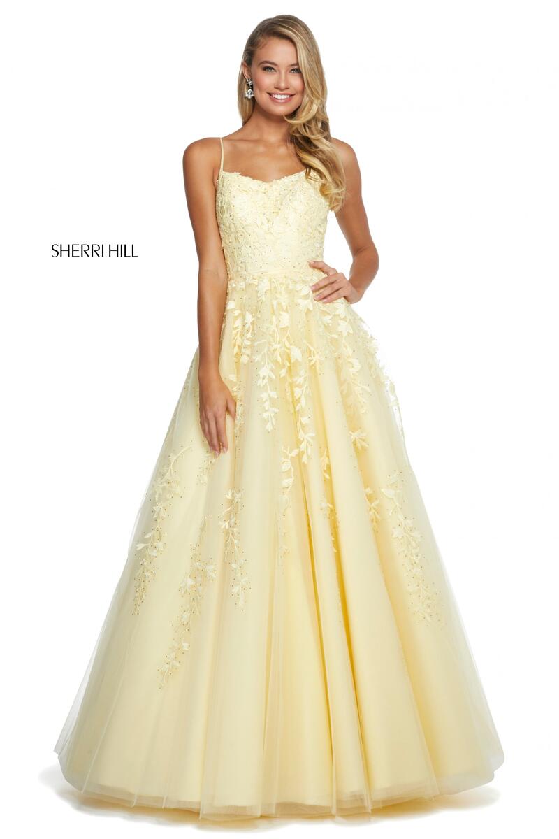 Sherri Hill Lace Ball Gown Dress 53116